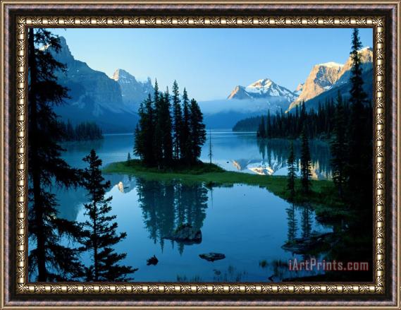 Raymond Gehman Scenic View of Maligne Lake in Jasper National Park in Canada Framed Painting