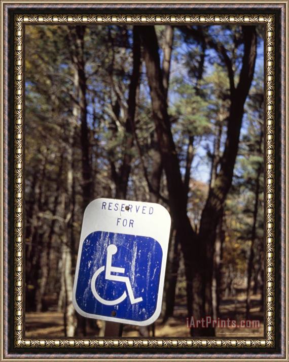 Raymond Gehman Sign Reserving Space for Handicapped Parking at a Day Use Picnic Area Framed Print