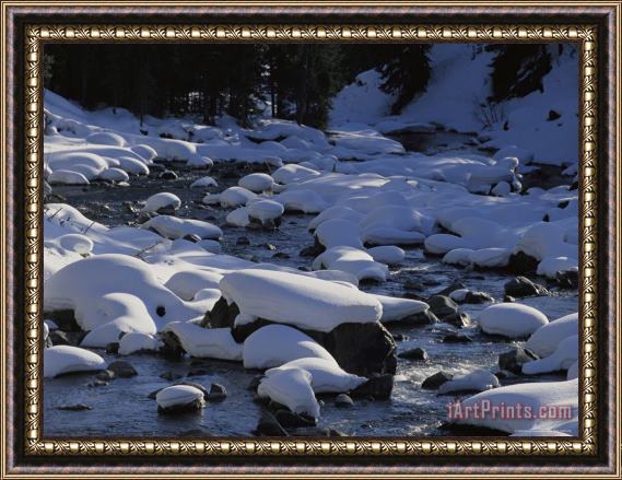 Raymond Gehman Snow Covers Rocks Lying in Soda Butte Creek Framed Painting