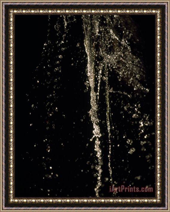 Raymond Gehman Stopped Action of Water Falling at a Small Waterfall Framed Painting