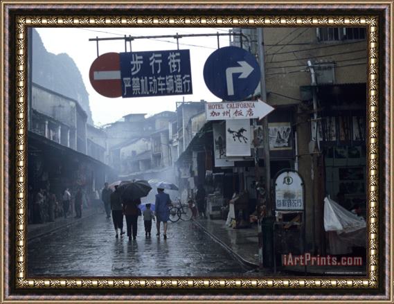 Raymond Gehman Street Scene Town of Yangshuo Near Guilin Guangxi China Framed Print
