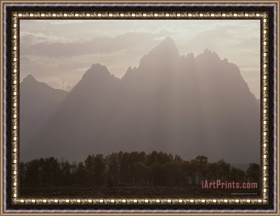 Raymond Gehman Sun Streams Over The Grand Teton Grand Teton National Park Wyoming Framed Painting
