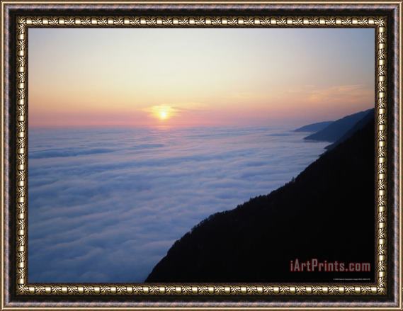 Raymond Gehman Sunrise Over a Fog Bound Coast Framed Print