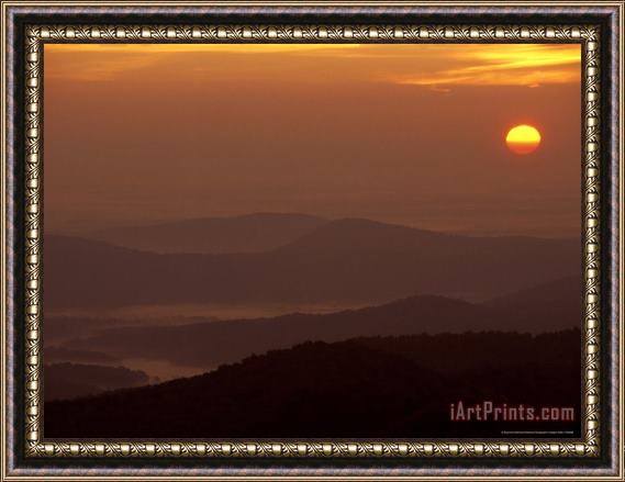 Raymond Gehman Sunrise Over Misty Blue Ridge Mountain Ridges Framed Painting