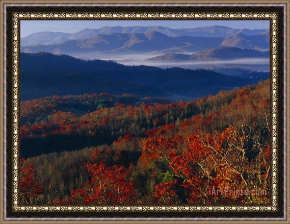 Raymond Gehman Sunrise View From Meadow Creek Lookout And Ridges of Bald Mountains Framed Print
