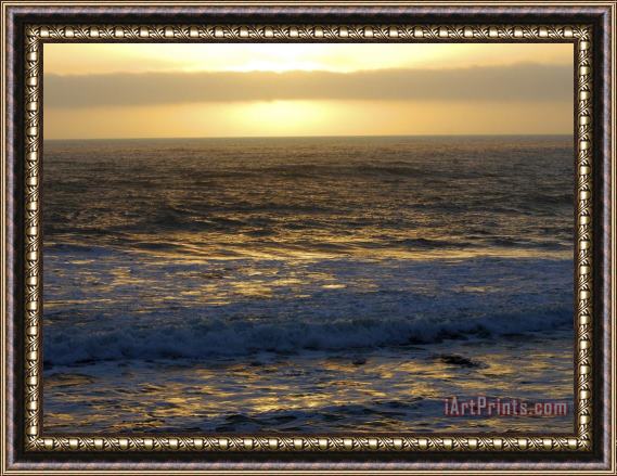Raymond Gehman Sunset And Beach From Pigeon Point Lighthouse Area in California Framed Painting