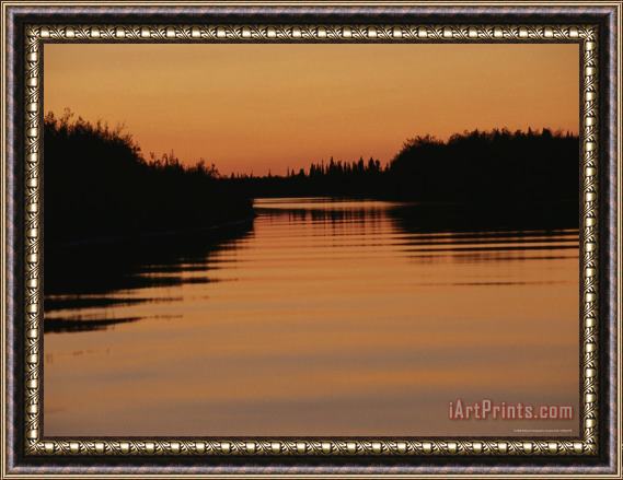 Raymond Gehman Sunset Colors The Mackenzie River Orange Framed Print
