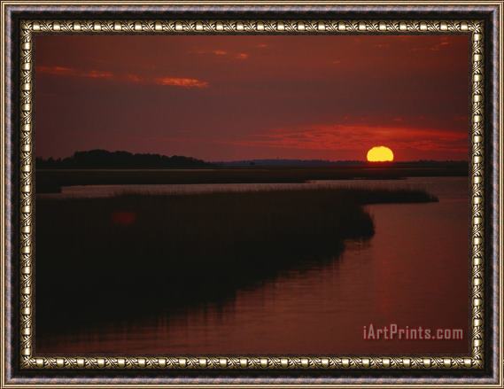 Raymond Gehman Sunset Over Assateague Channel with Cordgrass Framed Painting