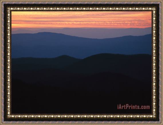 Raymond Gehman Sunset Over The Blue Ridge Mountains As Seen From Big Meadow Framed Painting