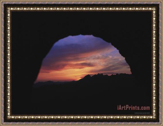 Raymond Gehman Sunset Through The Mutianyu Tower Along The Great Wall of China Framed Painting
