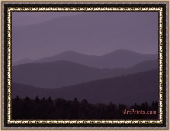 Raymond Gehman Sunset View Across Mountain Ridges From Atop Clingman's Dome Framed Print