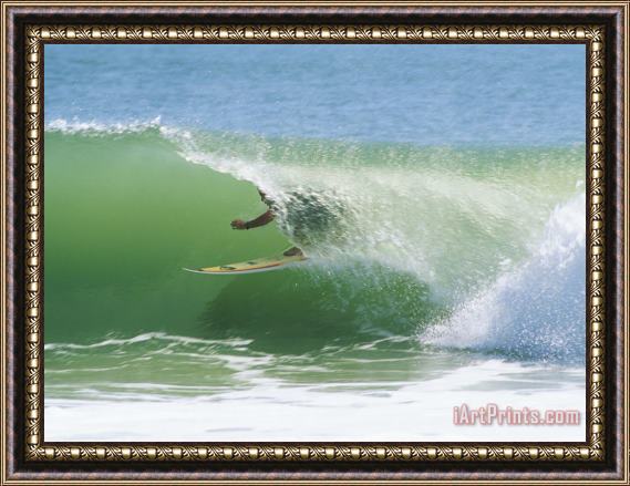 Raymond Gehman Surfer Shoots The Curl Cape Hatteras National Seashore North Carolina Framed Painting