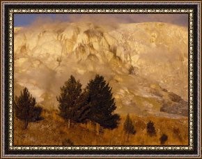 Hot Framed Prints - Terraces of Travertine Rim Mammoth Hot Springs in Yellowstone National Park by Raymond Gehman