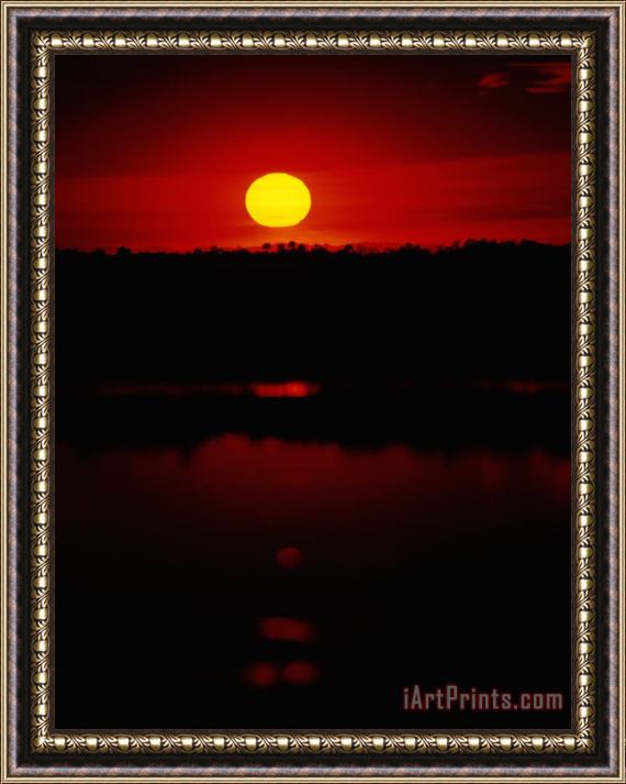 Raymond Gehman The Setting Sun Creates Reflections on The Waters of Big Cypress Swamp Framed Print