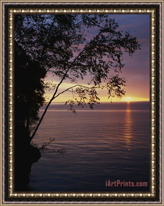 Raymond Gehman The Sun Sets on Lake Superior in The Apostle Islands Framed Painting