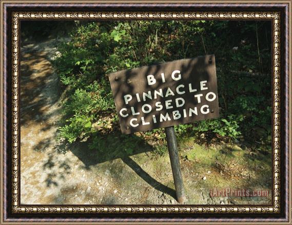 Raymond Gehman Trail Closing Sign Along The Jomeokee Trail Framed Print