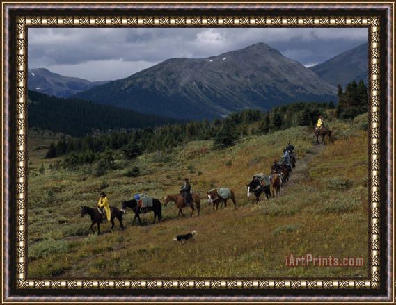 Raymond Gehman Trail Riders in Jasper's Tonquin Valley Framed Print