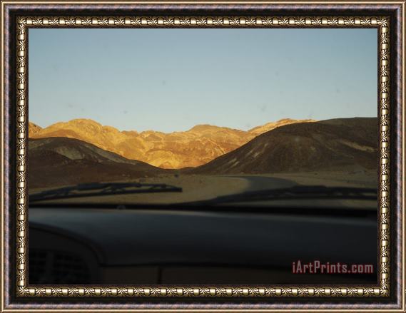 Raymond Gehman View Through Windshield of Mountainous Death Valley Landscape Framed Painting
