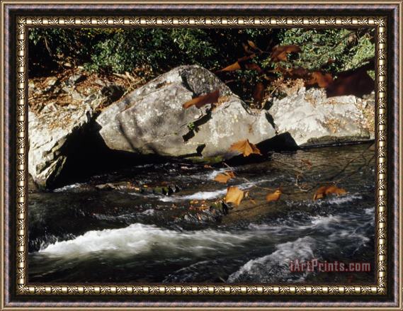 Raymond Gehman Water Rushing Past Boulders Along The Banks of The Nantahala River Framed Painting