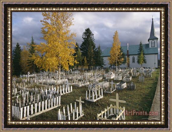 Raymond Gehman White Picket Fences Border Graves at Our Lady of Good Hope Church Framed Print