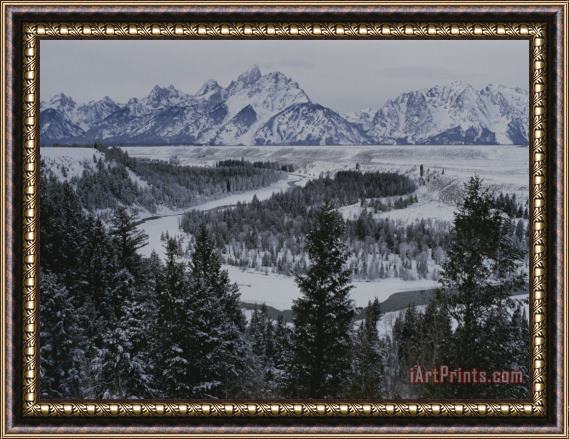 Raymond Gehman Winter View of The Snake River Grand Teton National Park Framed Print