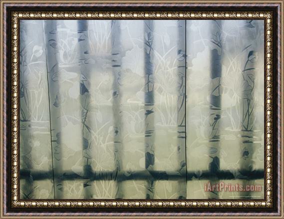 Raymond Gehman Wrought Iron Fence Is Seen Through a Cut Glass Window Framed Painting