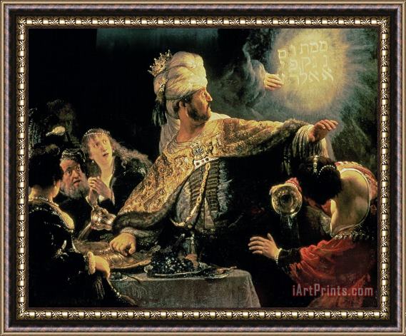 Rembrandt Belshazzars Feast Framed Painting