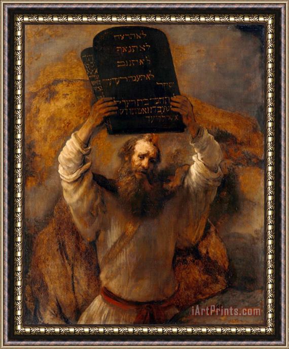 Rembrandt Harmensz van Rijn Moses with The Ten Commandments Framed Print