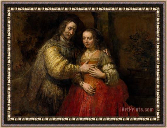 Rembrandt Harmensz van Rijn Portrait of a Couple As Isaac And Rebecca, Known As 'the Jewish Bride' Framed Painting