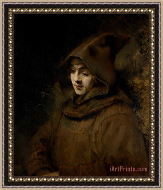 Rembrandt Harmensz van Rijn Rembrandt's Son Titus in a Monk's Habit Framed Painting