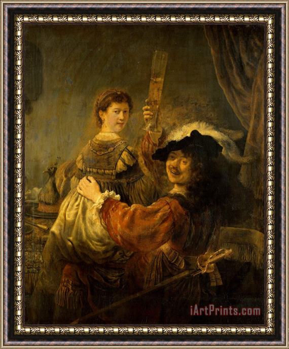 Rembrandt Harmensz van Rijn Rembrandt And Saskia in The Scene of The Prodigal Son Framed Painting