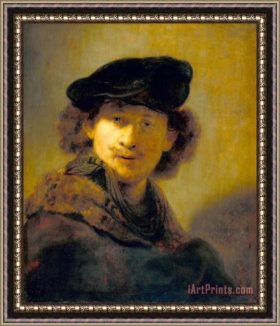 Rembrandt Harmensz van Rijn Self Portrait with Velvet Beret Framed Painting