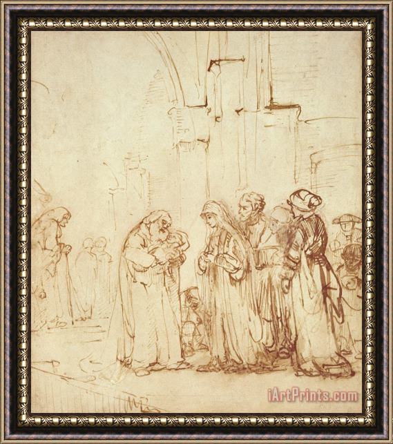 Rembrandt Harmenszoon van Rijn Simeon And Jesus In The Temple Framed Print