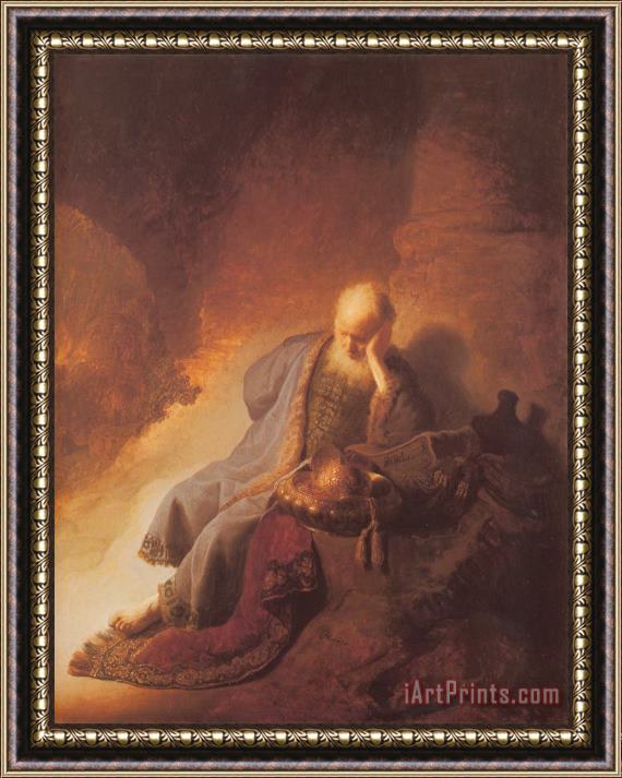 Rembrandt Jeremais Lamenting The Destruction of Jerusalem Framed Print