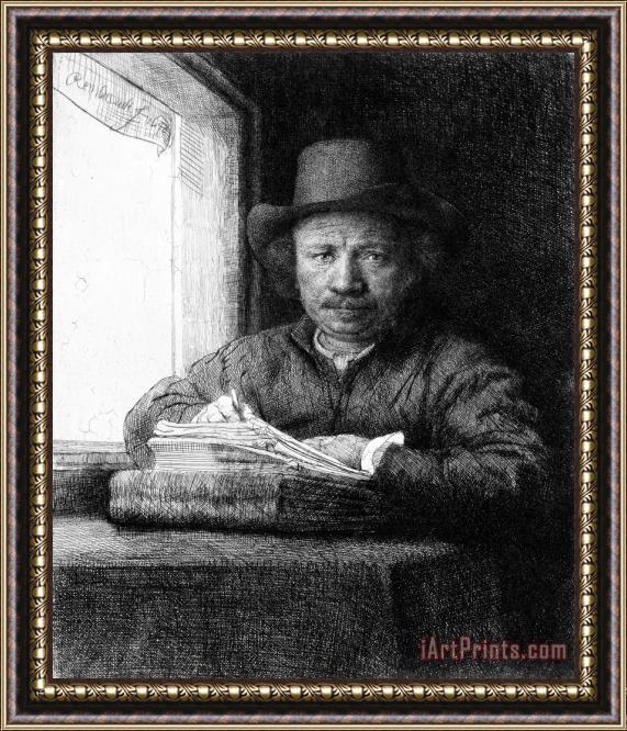 Rembrandt Rembrandt Drawing at a Window Framed Print