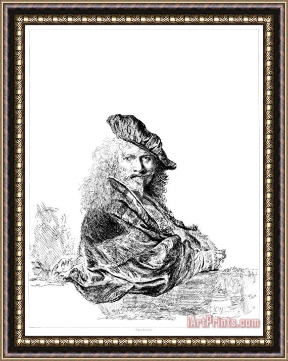 Rembrandt Rembrandt Self Portrait Etching Framed Painting