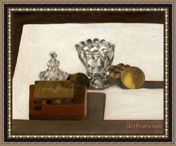 rene magritte Sugar Bowl with Fruit And Books, 1923 Framed Print