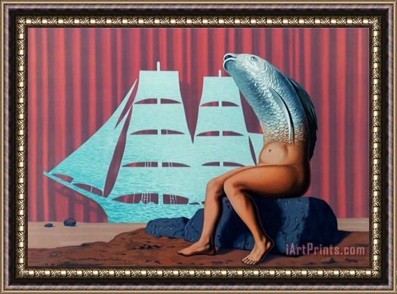 rene magritte Un Seduisant Navire D'eau De Mer, 1968 Framed Painting