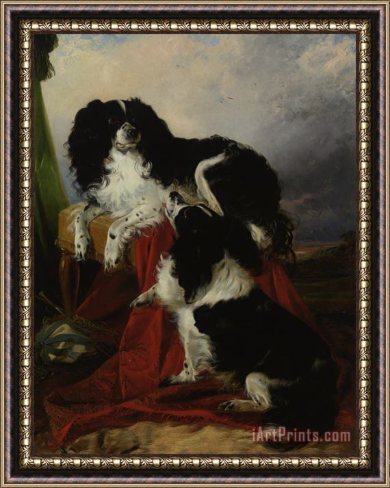 Richard Ansdell King Charles Spaniels Framed Painting