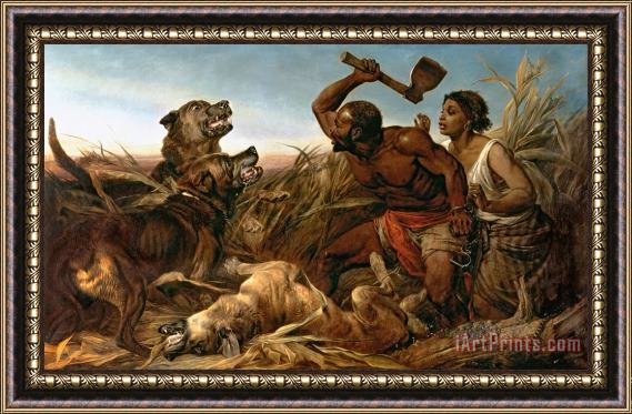 Richard Ansdell The Hunted Slaves Framed Painting