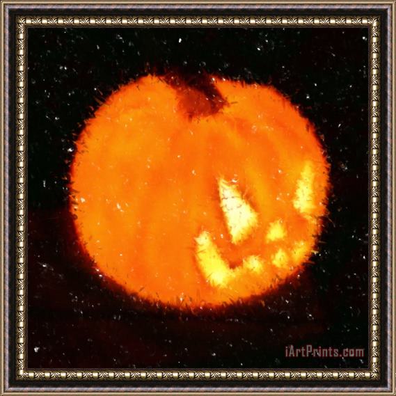 Richard De Wolfe Angry Pumpkin Framed Painting