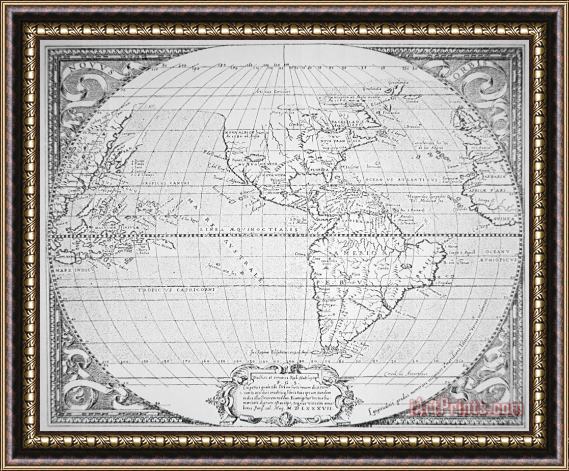 Richard Hakluyt Map of the New World 1587 Framed Painting