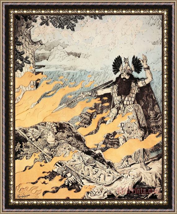 Richard Wagner Poster Of The Valkyrie Framed Painting