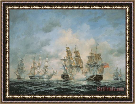 Richard Willis 19th Century Naval Engagement in Home Waters Framed Painting