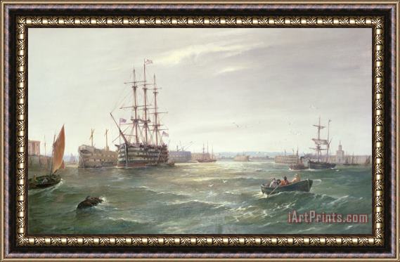 Robert Ernest Roe Portsmouth Harbour with HMS Victory Framed Painting