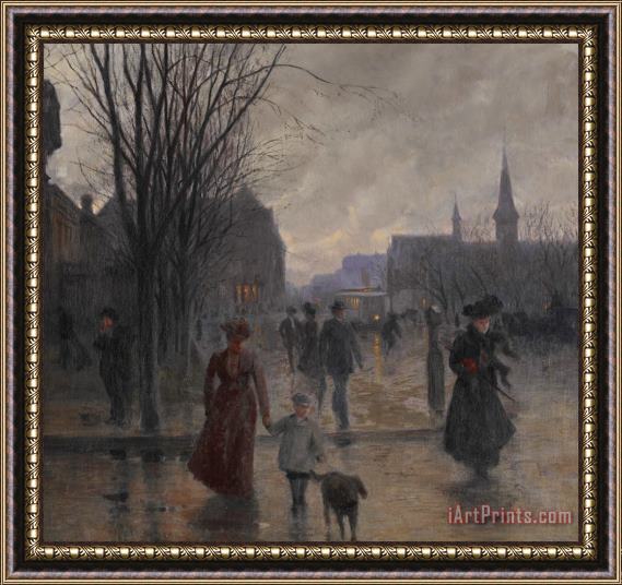 Robert Koehler Rainy Evening On Hennepin Avenue Framed Painting