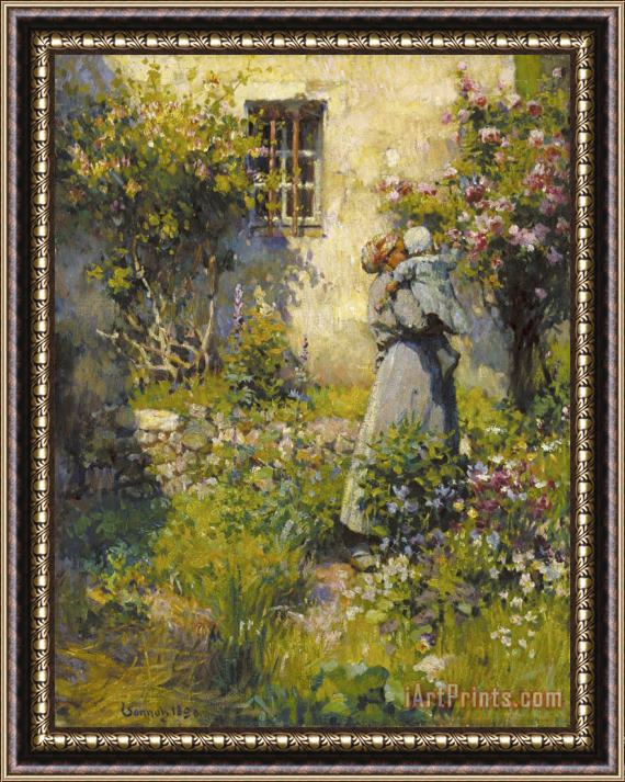Robert William Vonnoh Jardin De Paysanne (peasant Garden) Framed Painting