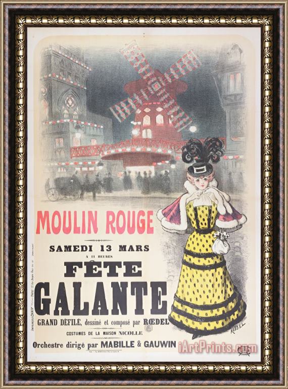 Roedel Poster Advertising A Fete Galante At The Moulin Rouge Framed Print