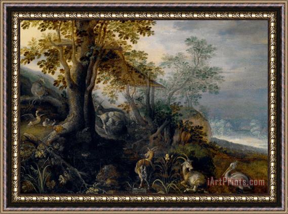 Roelant Savery Landscape with Animals Framed Print
