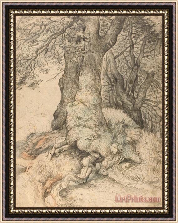Roelant Savery Study of Tree Trunks And Roots Framed Painting